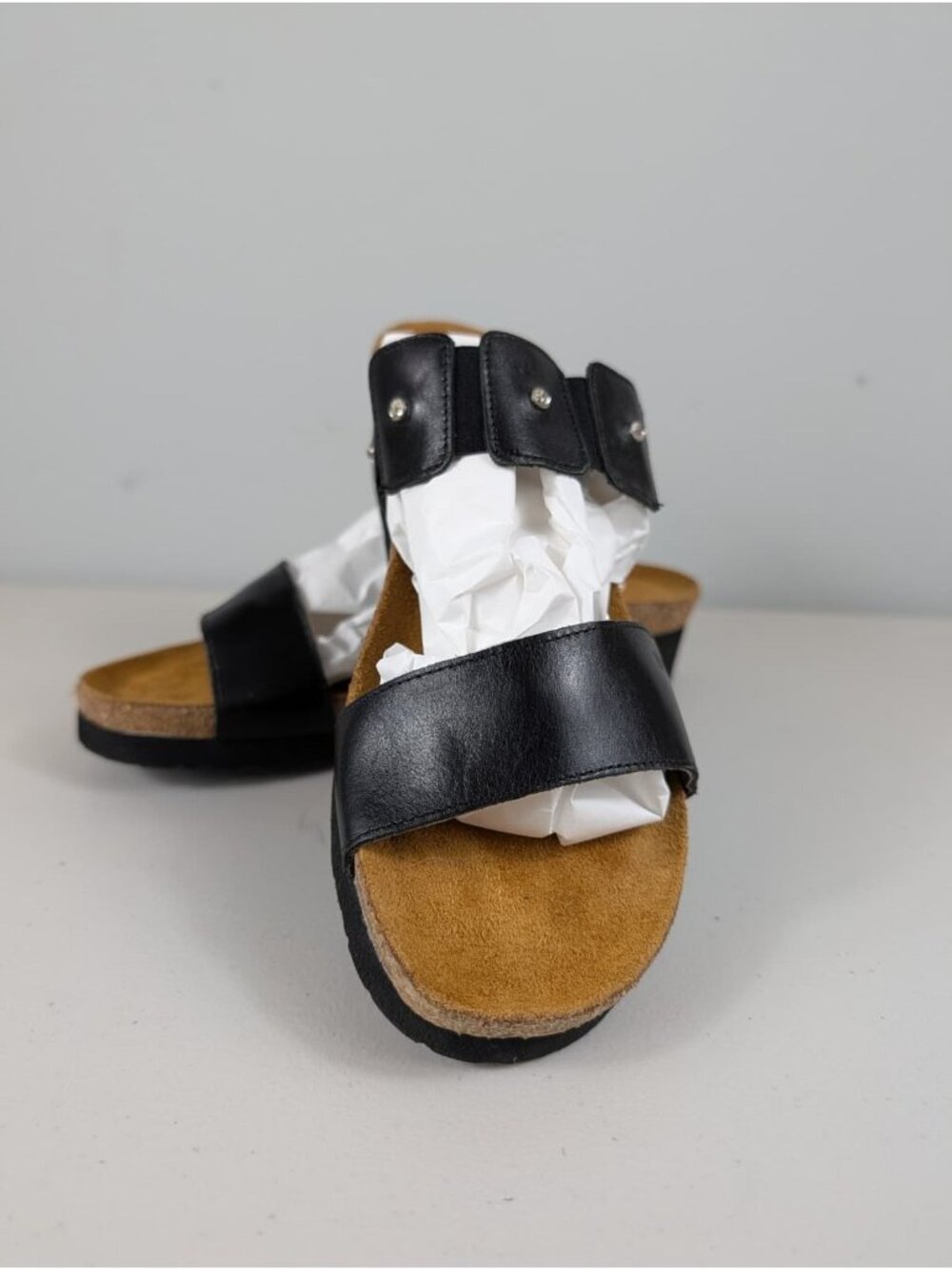 Naot Ashley slide sandals in black leather adjustable straps women's size 9